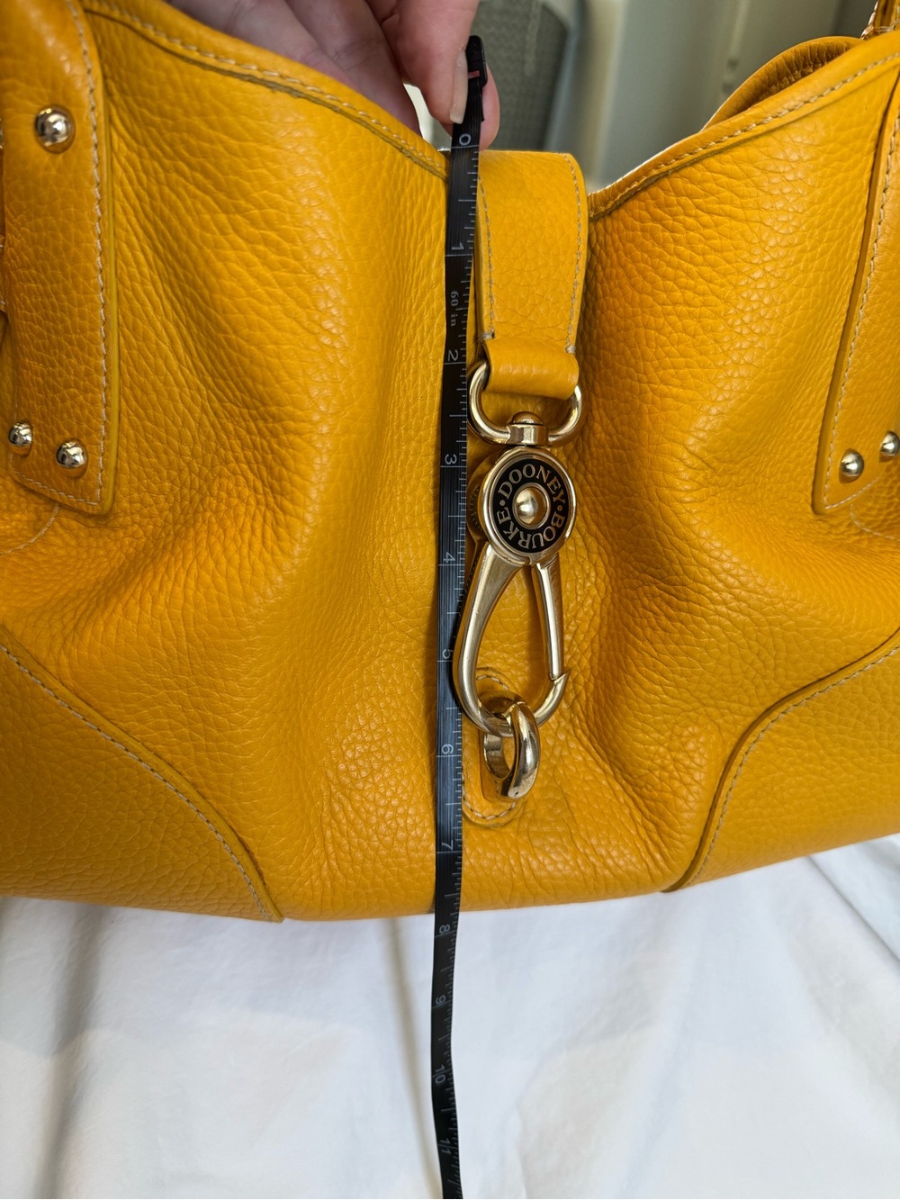 Dooney & Bourke Belvedere Yellow Pebbled Leather Satchel Handbag - Picture 11 of 13